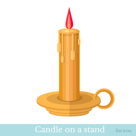 candle on candlestick flat icon isolated on whiteのイラスト素材
