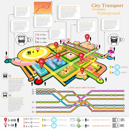 city transport infographic abstract city diagrams and transport undergroundのイラスト素材