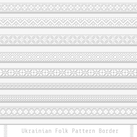 paper decorative folk ukrainian pattern pixel dividers vector setのイラスト素材