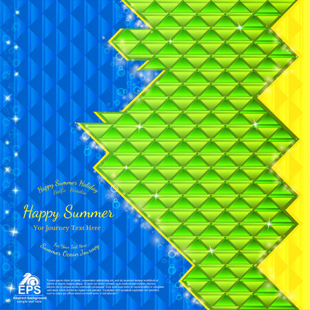 abstract island blue green yellow mosaic background from square shapeのイラスト素材