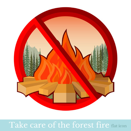 no fire in forest or park.red circle with bonfireのイラスト素材
