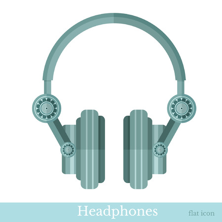 flat headphones icon on whiteのイラスト素材
