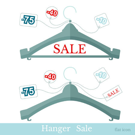 flat two different hangers with tag sale on whiteのイラスト素材