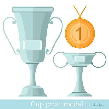 flat cup prize medal on whiteのイラスト素材