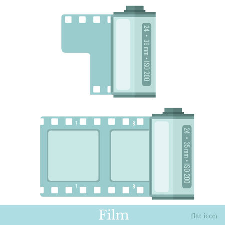 flat icons film roll, film strip vector illustrationのイラスト素材