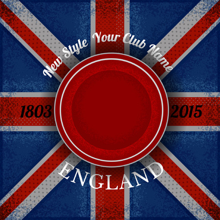 red circle frame for your lable on british flag grunge background.print streetのイラスト素材