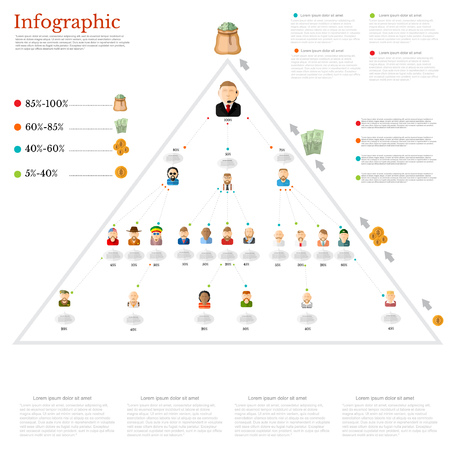 leader man and groups of people.multilevel marketing mlm business, pyramidのイラスト素材