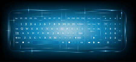 virtual shiny computer pc keyboard or keypad on blue background.dialingのイラスト素材