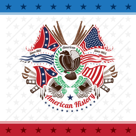 american civil war military background color coat of arms with eagle flags and weaponsのイラスト素材