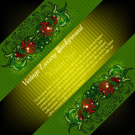 abstract greeting or card background with plant flower shiny pattern and place for textのイラスト素材