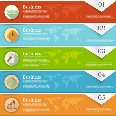 five financial banner with circle business icon background markers for webのイラスト素材
