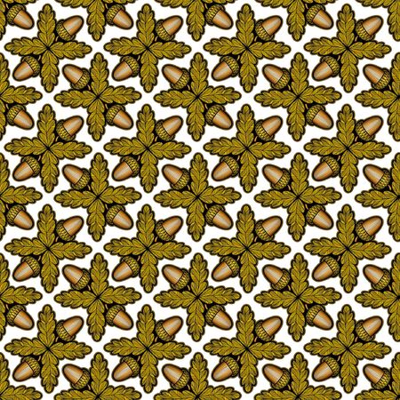 abstract texture from acorn with leaves isolated on whiteのイラスト素材