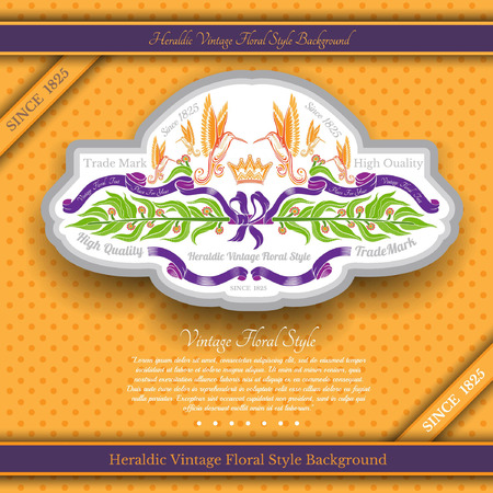 White banner with color birds, ribbon and blossom on yellow backgroundのイラスト素材