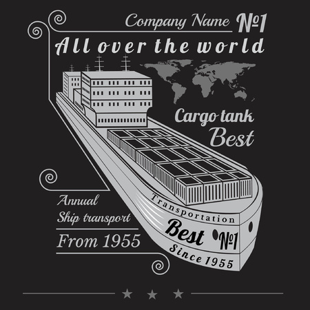 Cargo container ship sailing with letteringのイラスト素材