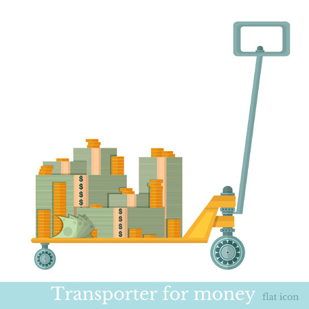 flat transporter for money on whiteのイラスト素材