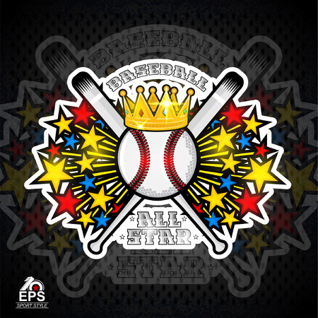 Colored stars fly out from baseball ball.のイラスト素材
