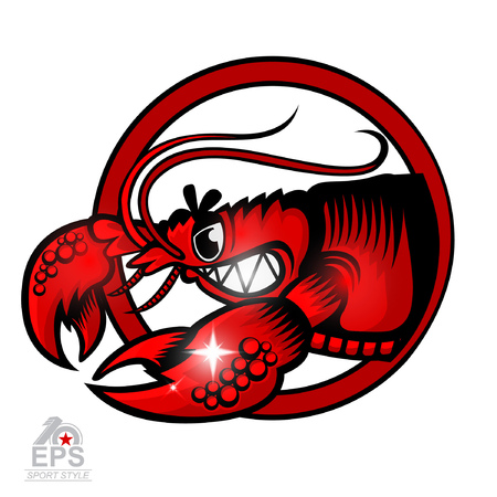 Crab in profile with bared teeth isolated on white. Logo for any sport team cancerのイラスト素材