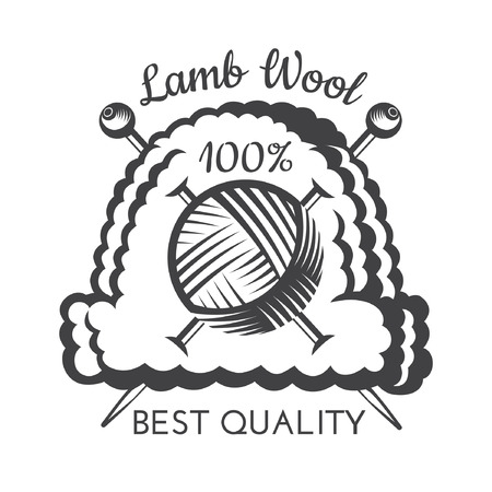 Yarn ball with crossed knitting needles on knitted cap. Logo for craft related site or businessのイラスト素材