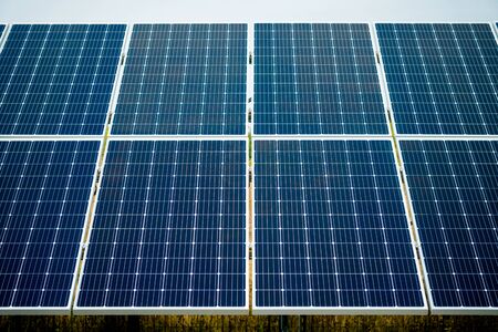 Solar energy production plant outdoor, front view