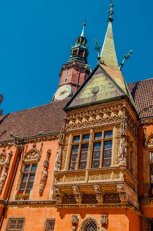 Wroclaw town hall in sunny day. Rathausの写真素材