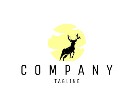 deer logo with jumping style isolated white background. best for the animal industry. vector illustration available in eps 10.のイラスト素材