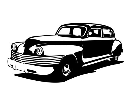 1970's classic car isolated side view white background. best for logos, badges, emblems, icons, available in eps 10.のイラスト素材