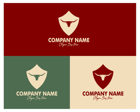 bull and shield logo set. premium vector design. appear with several color choices. Best for logo, badge, emblem, icon, design sticker, industry. available in eps 10.のイラスト素材