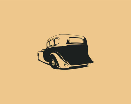 vintage car 1932 Ford coupe. premium vector design. isolated dull background appears from behind. best for logo, badge, emblem, icon, sticker design. available in eps 10のイラスト素材