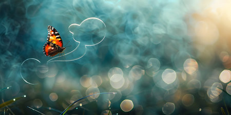 Butterfly on the grass with beautiful bokeh background.の素材