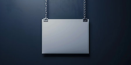 Blank signboard hanging on a chain. 3D Renderingの素材