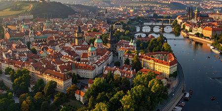 Prague, Czech Republic. Aerial view of the old town.の素材