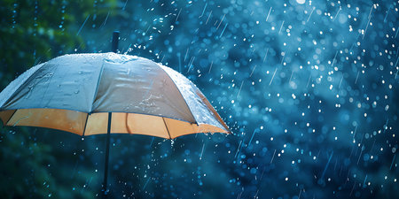 Rainy day with umbrella in the rain. Rainy weather conceptの素材