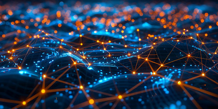 3D rendering. Network connection structure with dots and lines. Plexus background. Futuristic digital technology style.の素材