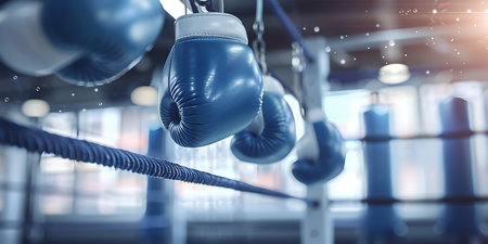 Lawn mower cutting grass in the garden at sunset. Gardening conceptの素材