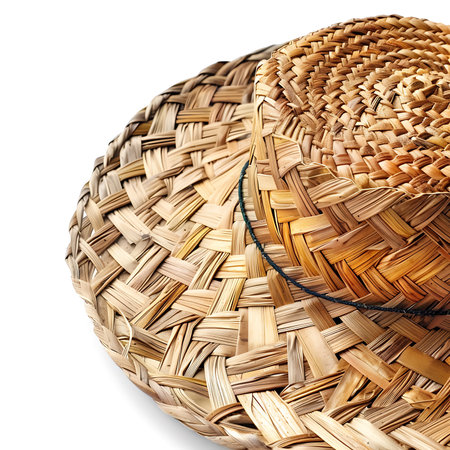 Straw hat isolated on white background. Clipping path included.の素材