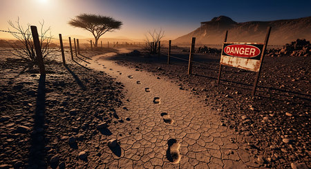 Dry desert road in Namibia, Africa. 3D renderingの素材