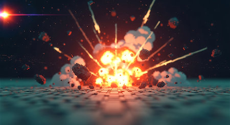 3d illustration of abstract background with explosion and particles. Futuristic conceptの素材