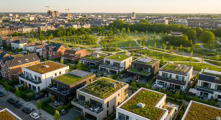 Aerial view of the city of Rotterdam, Netherlands.の素材