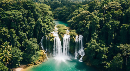 Krka Waterfall in Dalat, Vietnam. Aerial viewの素材