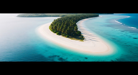 Tropical island in the middle of the ocean. 3d renderingの素材