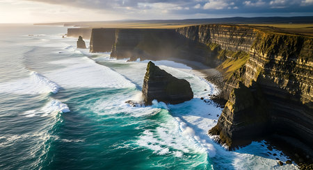 Famous Cliffs of Moher in County Clare, Ireland.の素材