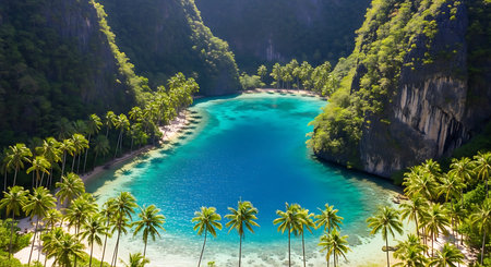Aerial view of Palawan island, Philippines. Palawan is the largest island in the Philippines.の素材