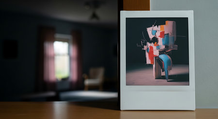 Photo frame on the table in the living room. 3d renderingの素材