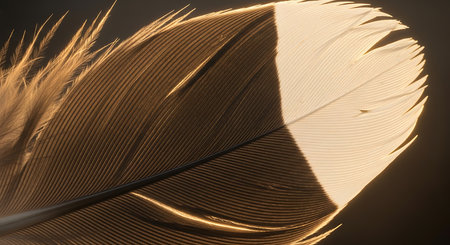 feather of a bird on a dark background close-up macroの素材