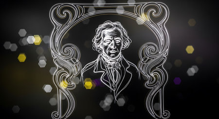 Neon drawing of a man with a beard. Vector illustration.の素材