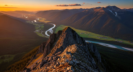 Sunset in the mountains of the Altai Republic. Russia.の素材