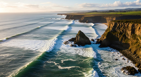 Aerial view of Cliffs of Moher in County Clare, Irelandの素材