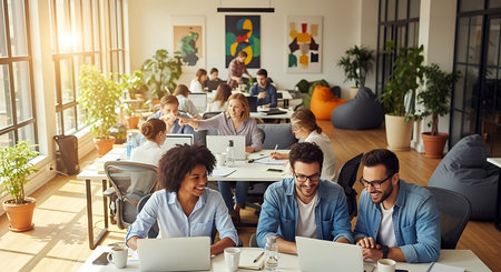 Group of business people working in modern office. Teamwork concept.の素材