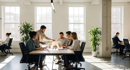 Group of business people working together in office. Teamwork concept.の素材