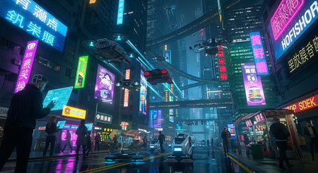 People visit Times Square. Times Square is a major shopping street in Hong Kong.の素材